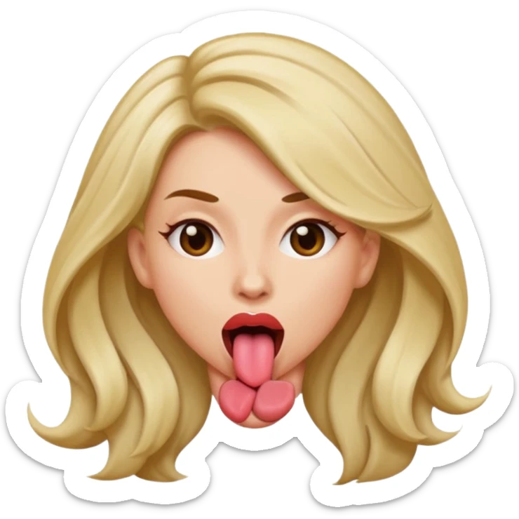 Woman emoji tongue out hair flip sticker