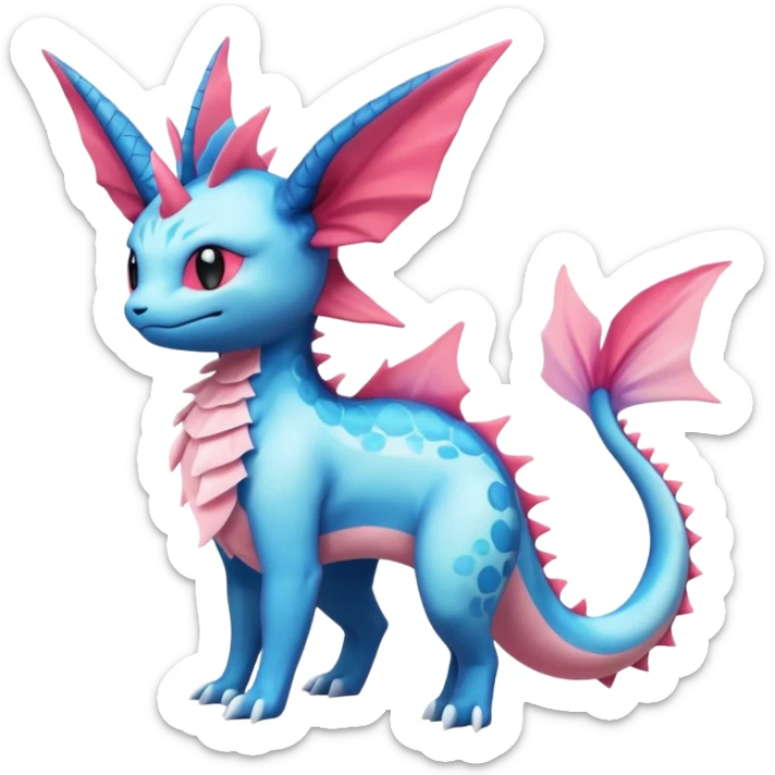 Salandit-Vaporeon-Amaura-Sylveon-Fakémon-hybrid-creature (full body)  sticker
