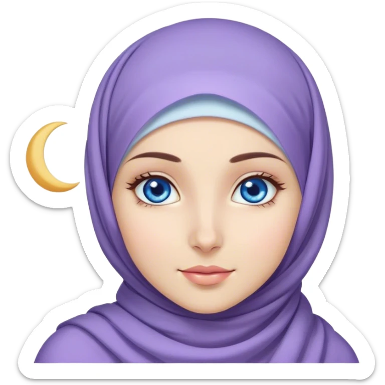 Turkish beautiful finish Konya girl blue eyes with lila color and ramadan moon hijab  sticker