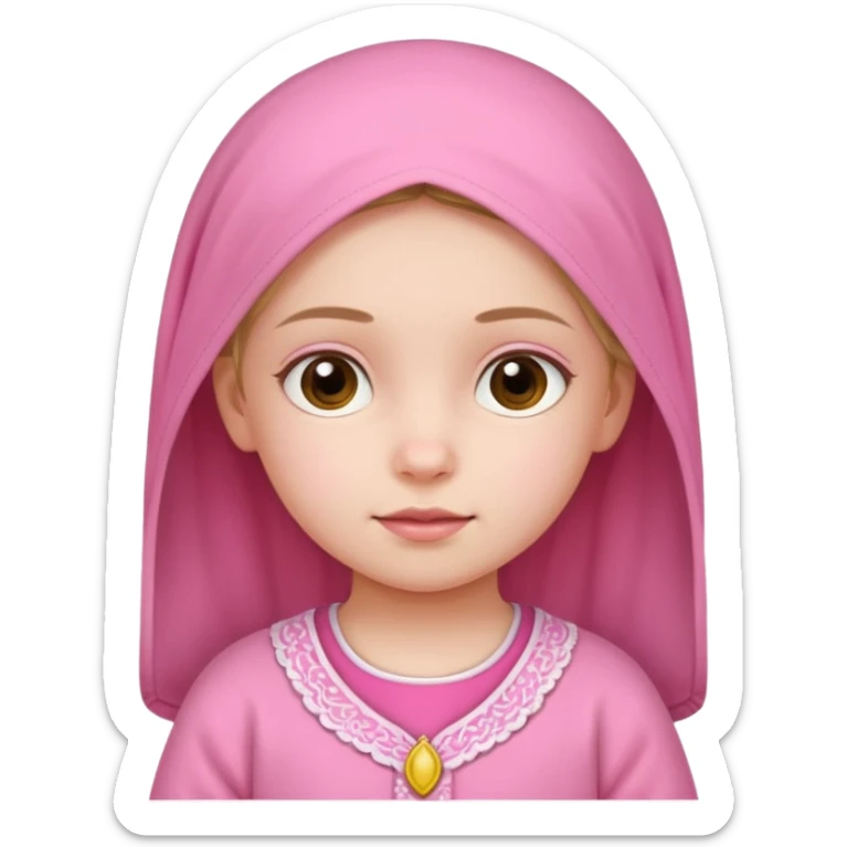 Cute little girl wearing pink clothes and feeling calm poster with Ghabali design sticker