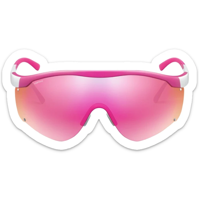 sporty pink shield visor sunglasses with metallic frame, athletic design, pink gradient one-piece lens sticker