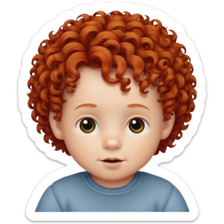 redhead kid with unique face features and very curly hair baby kid boy sticker