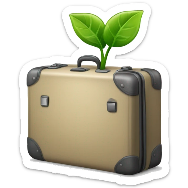 generate an emoji of a business suit case with a plant growing out of  sticker