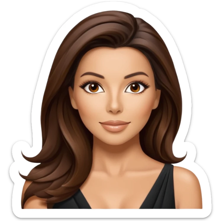 Eva Longoria emoji, radiant skin, flowing brunette hair, L'Oréal beauty campaign, chic and modern sticker