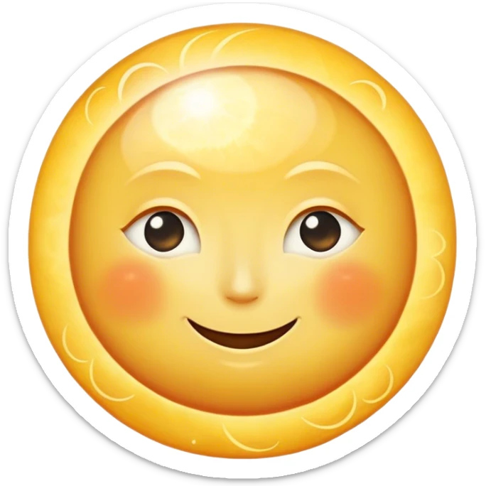 a really bright  big sun and a small moon who shines because of it. the sun is bigger and the tiny \moon bright too beside it smiling looking at each other sticker