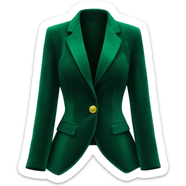 Realistic isolated side view of an open emerald green velvet feminine fashion blazer jacket. sticker