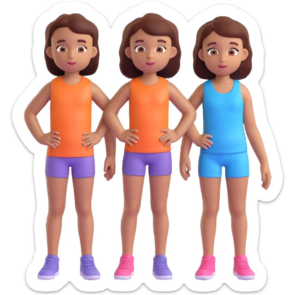 Slightly increase the volume of the upper body of the girl, separate the girl and the boy from each other, make the skin color the same for both. Keep the cartoonish 3D style. Background transparent. sticker