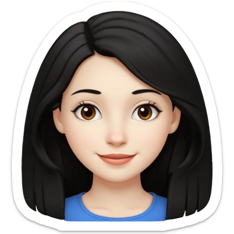 a girl that has black 4c hair textures and pale skin color, It has brown eyes, a nose, lips, and it’s smiling. sticker