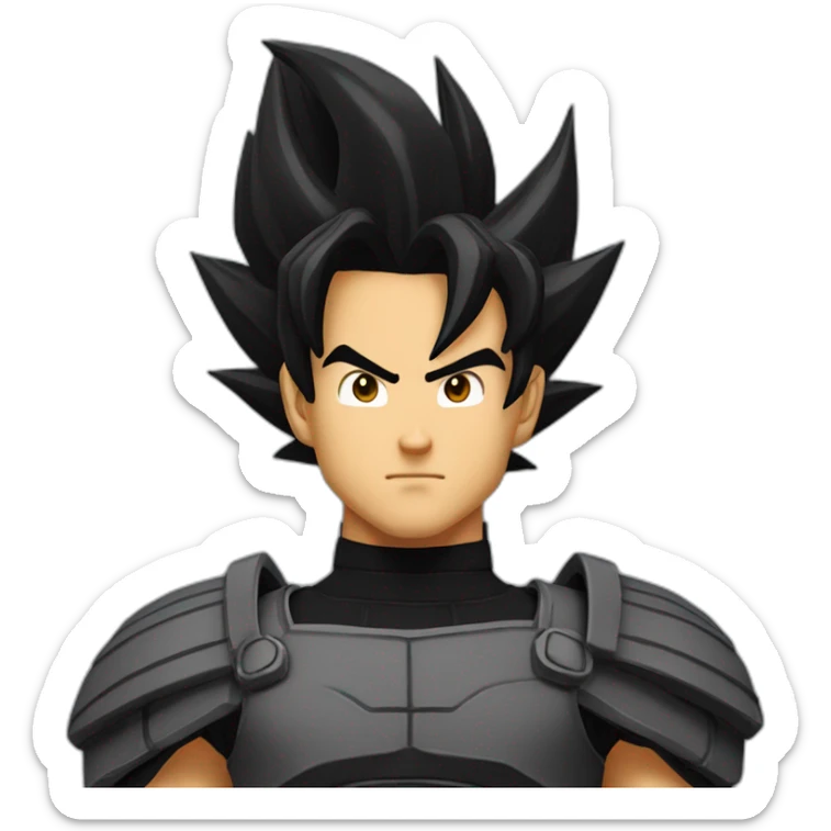 A Male Saiyan With Black Battle Armor And Hair Like Trunks Super Saiyan Grade 2 But Black Dragon Ball sticker