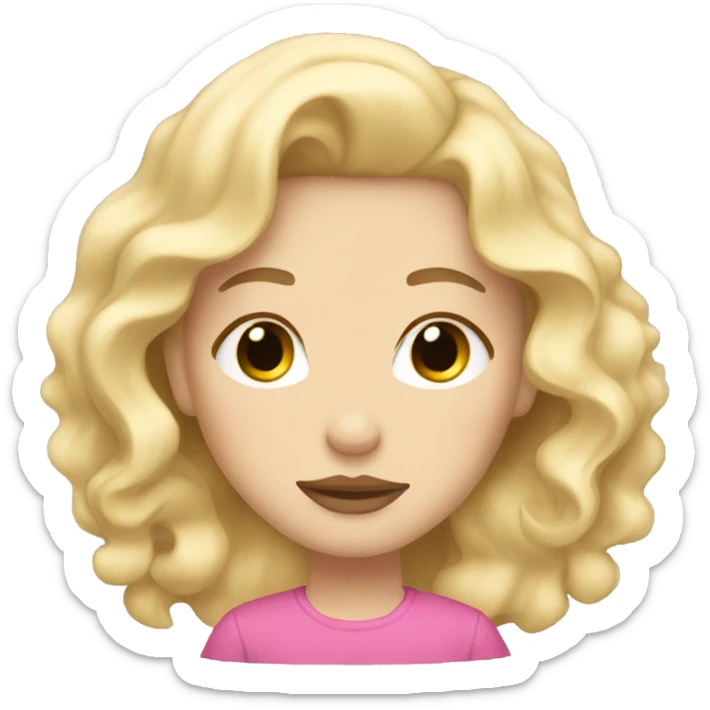 girl sleeping white skin blonde hair pink lips wavy hair sticker