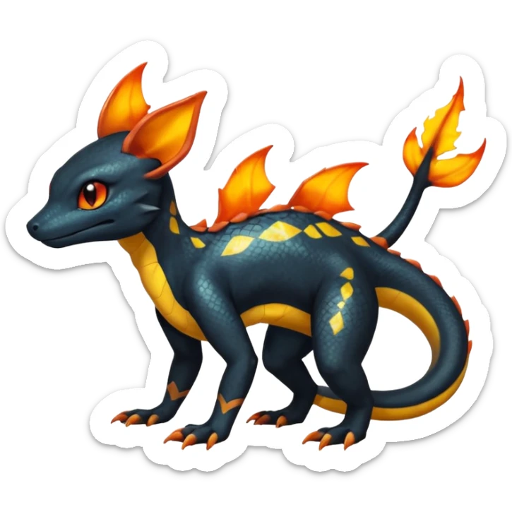 Shiny Exotic Salandit-Umbreon-Charmeleon-Fakémon-hybrid-creature (full body)  sticker