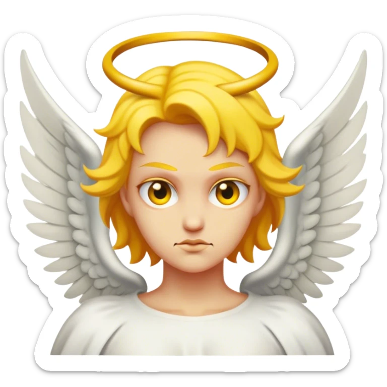 Un ange diabolique sans cheveux avec des cornes et la tête jaune. Il faut qu'on voit qu'une seul tête. sticker