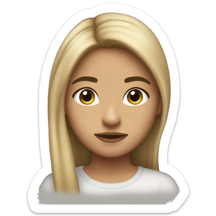 Half white half Hispanic teenage girl with dirty blonde hair and a shirt that says  sticker