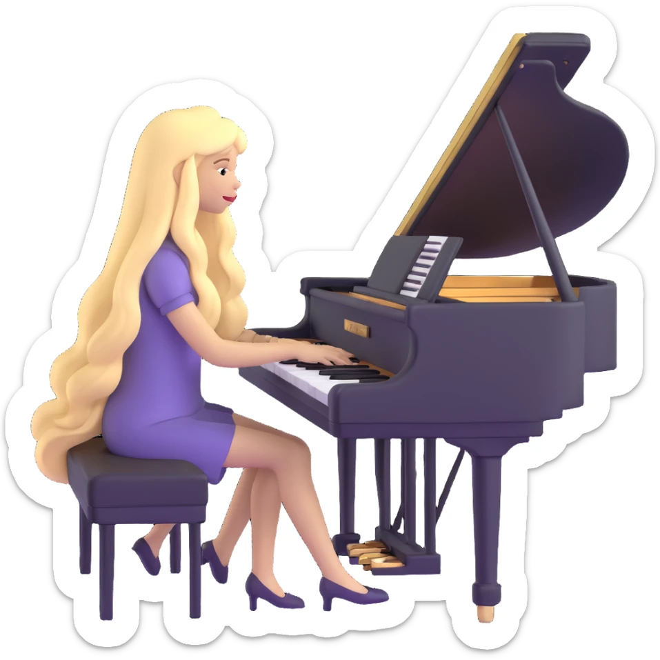 woman with long blonde hair playing the piano sticker