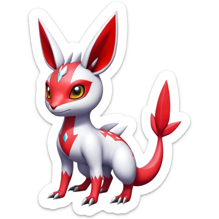  Cute Shiny Exotic Colorful Guilmon-Latias-Koraidon-Umbreon-Fakémon-hybrid-creature (full body)  sticker