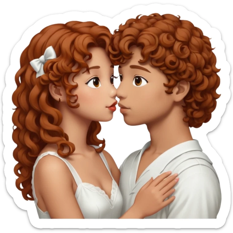 V de BTS qui fait un bisous a une fille avec des cheveux bouclé un peu rouge sticker