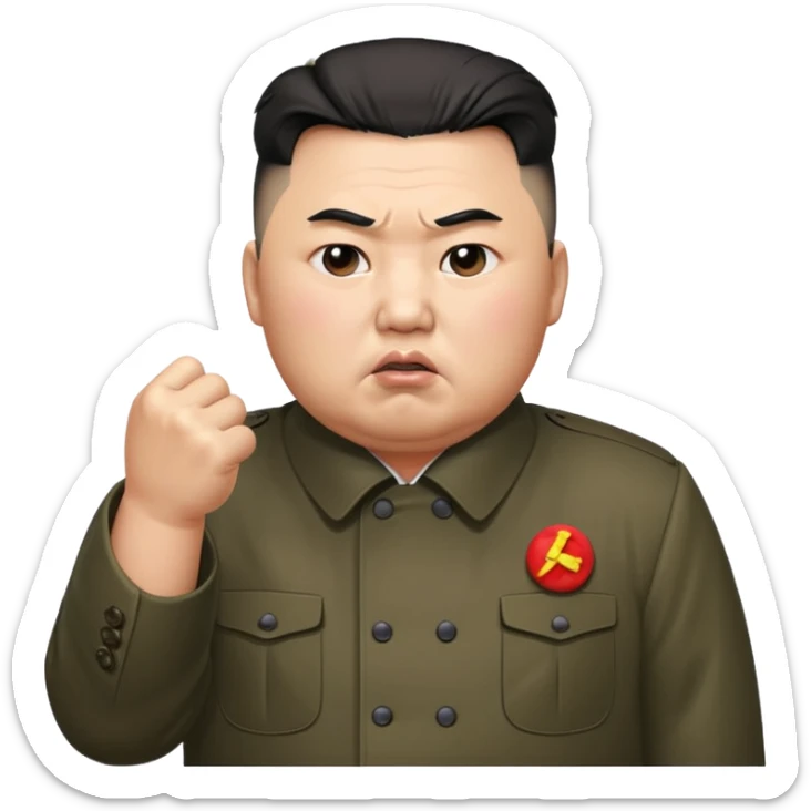 Kim Jong Un from North Korea with angry pout on face and shaking fist sticker