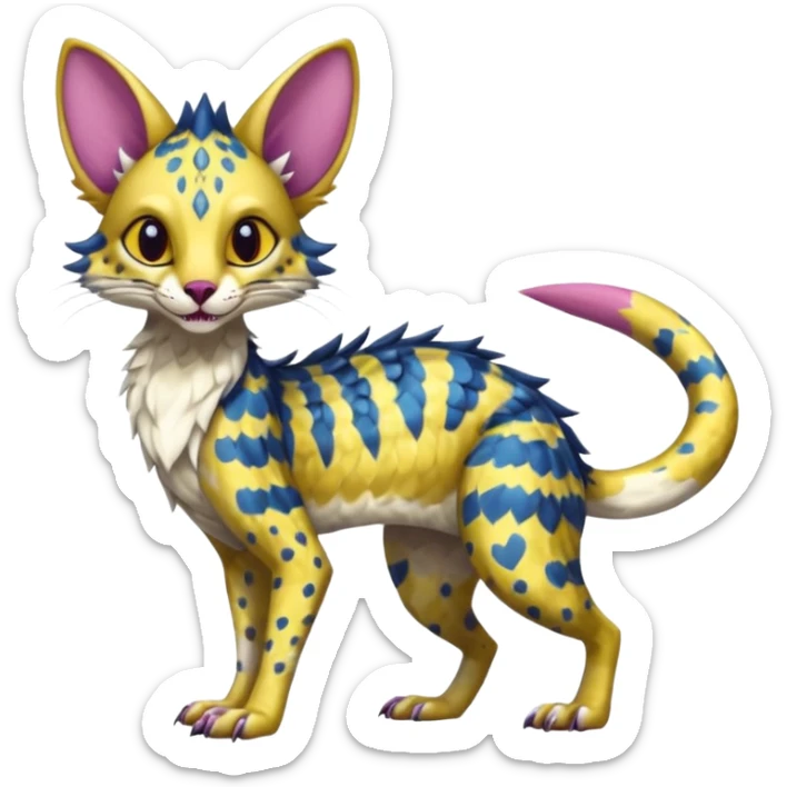 Flurry furry scaly sergal-Carp-serval-possum-sphynx-mouse-sergal-fusion-animal-hybrid-creature  sticker