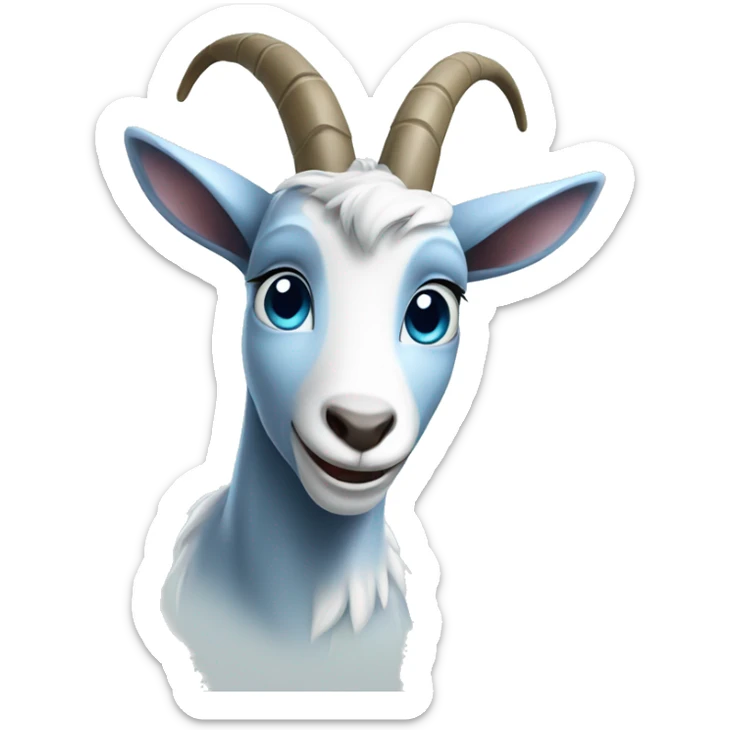 Blue goat whole body pretty smiling excited bluegreen eyes female sticker
