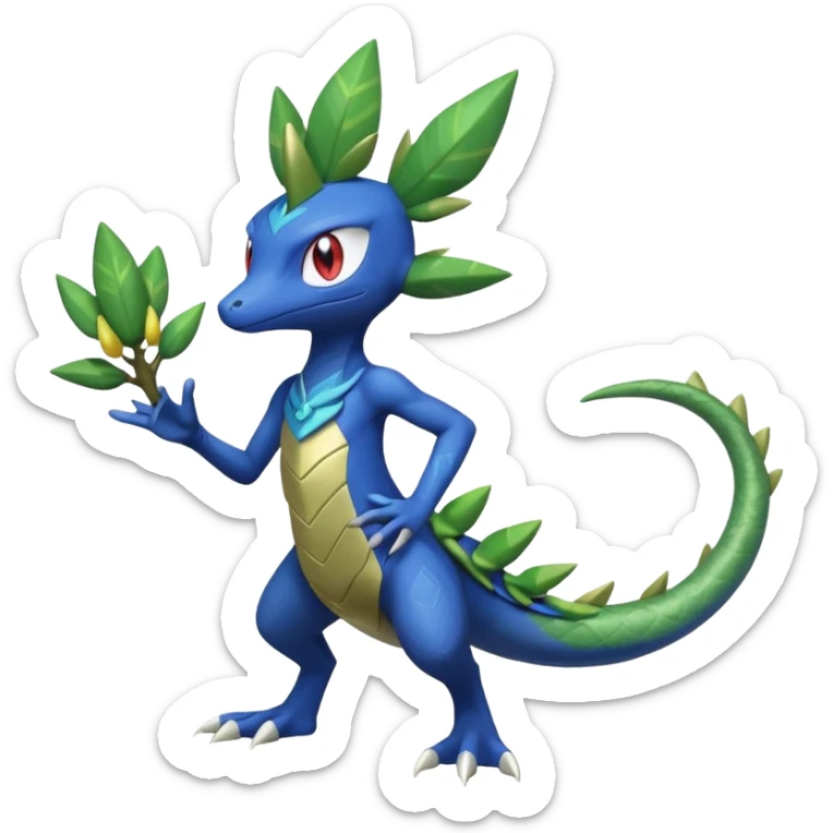 Shiny Aural Kecleon-Sceptile-Greninja-Fakémon-fusion (full body) sticker