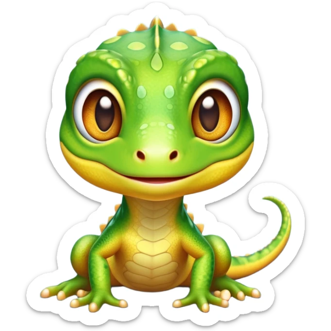 cinematic-cute-realistic gecko-portrait-emoji,-head-tilted-playfully-and-inquisitively,-featuring-a-small,-charming-body-with-smooth,-vividly-patterned-scales,-bright,-sparkling-eyes-and-delicate,-sticky-toe-pads,-simplified-yet-irresistibly-adorable sticker
