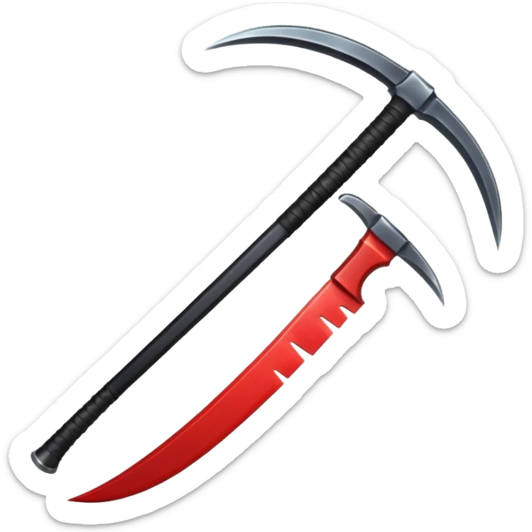 The scythe of the God of Death is long and straight. sticker