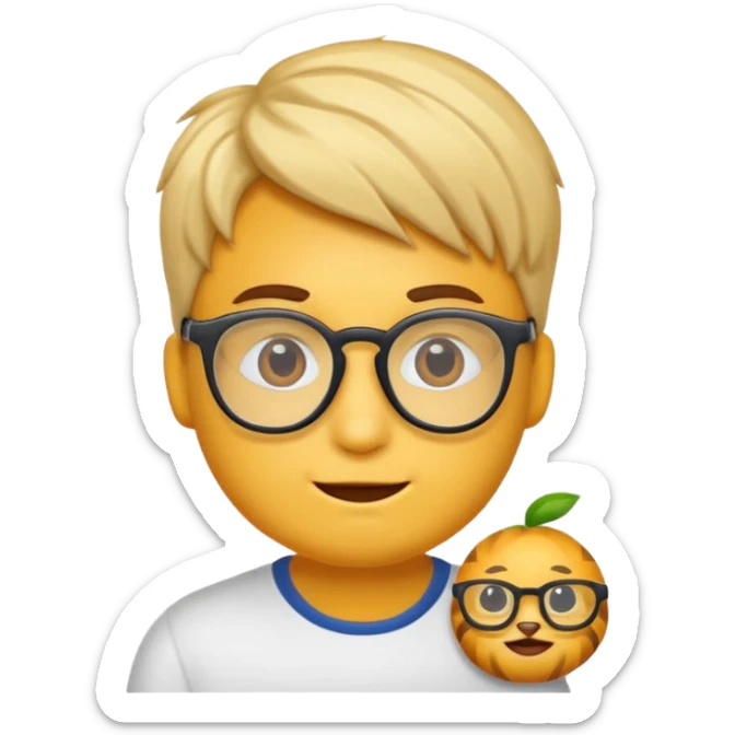 Erstelle mir eine Emoji von einem Jungen. Herkunft: Südamerika, Jung und Gutaussehend, mit durchsichtiger Brille und anderer Frisur  sticker