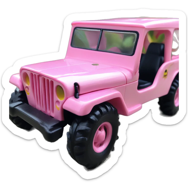Cute Evil Batgirl 1942 Willy’s light pink army jeep hot wheels real riders sticker