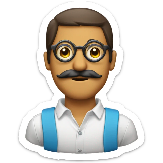 Tambourine with no skin played by the moustache and glasses emoji man sticker