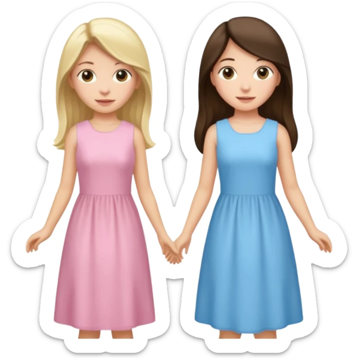blonde girl in light blue dress and long haired brunette girl in light pink dress sticker