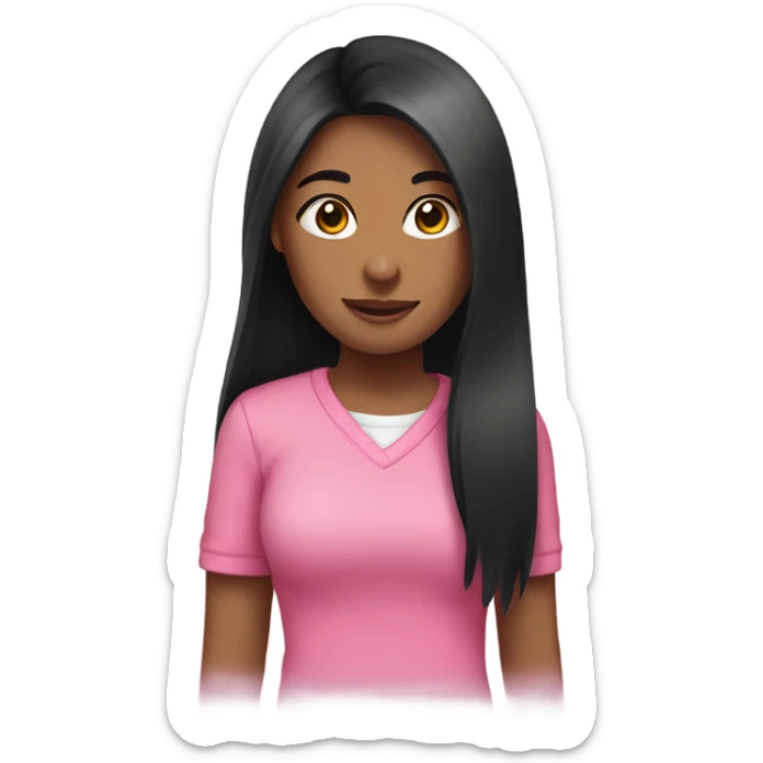 Girl with long black hair and is wearing a pink shirt sticker
