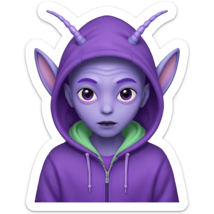 Aliens Purple pastel, having antennas, hoodie but not overhead sticker