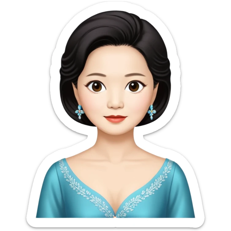 Teresa Teng famous Chinese singer with classic hairstyle, chest up portrait sticker