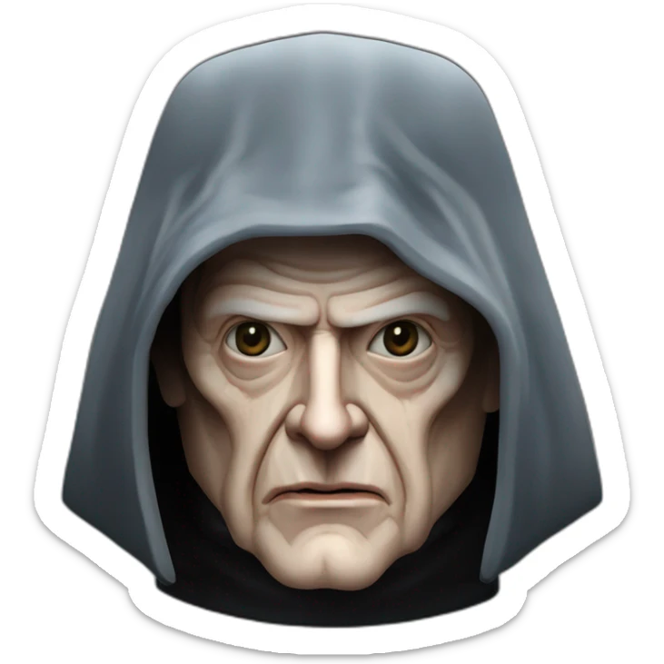 Emperor Shiev Palpatine (scarred and deformed, black hood, robe) Star Wars The return of the jedi sticker