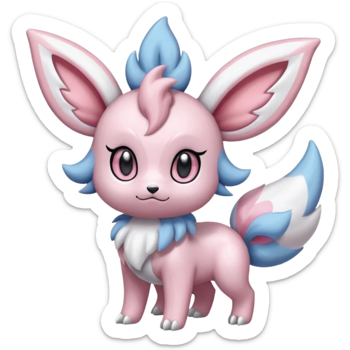 Shiny Whitish Pastel Palkia-Diancie-Absol-Sylveon-Espurr-Minccino-fusion  sticker