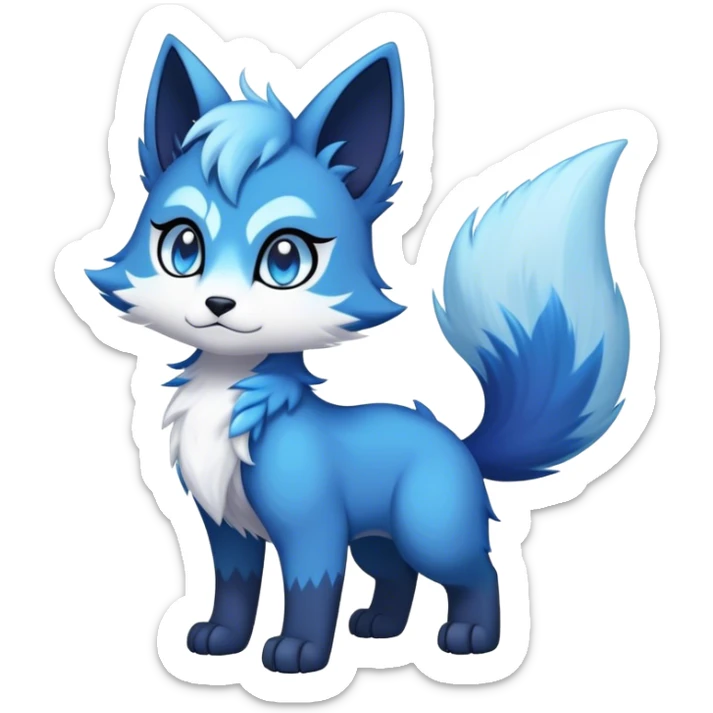 Kawaii dark edgy fantasy ethereal anthro fursona Fakemon with tufted tail  sticker