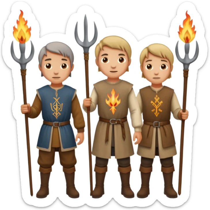 les villagois avec des fourches ou des torches sapé en moyen age sticker