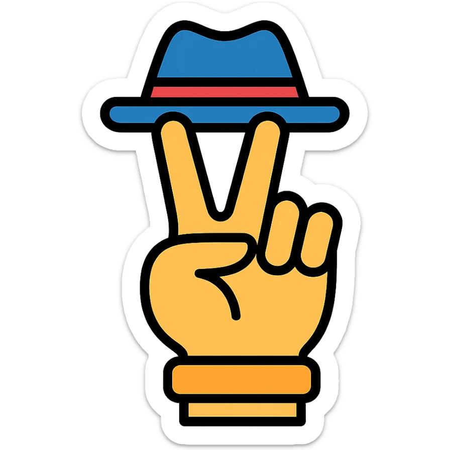 peace sign hand gesture, gangster vibe, color outline icon style sticker