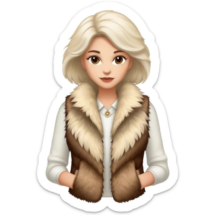 A women's vest combining a fur-like texture with a fluffy finish, radiating luxury and style sticker