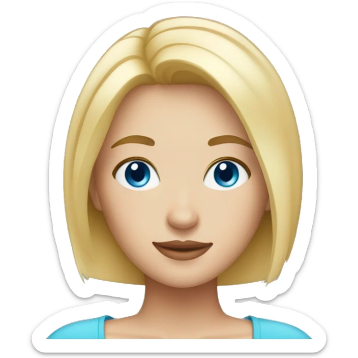 Cute woman with straight short blonde hair and blue eyes sticker