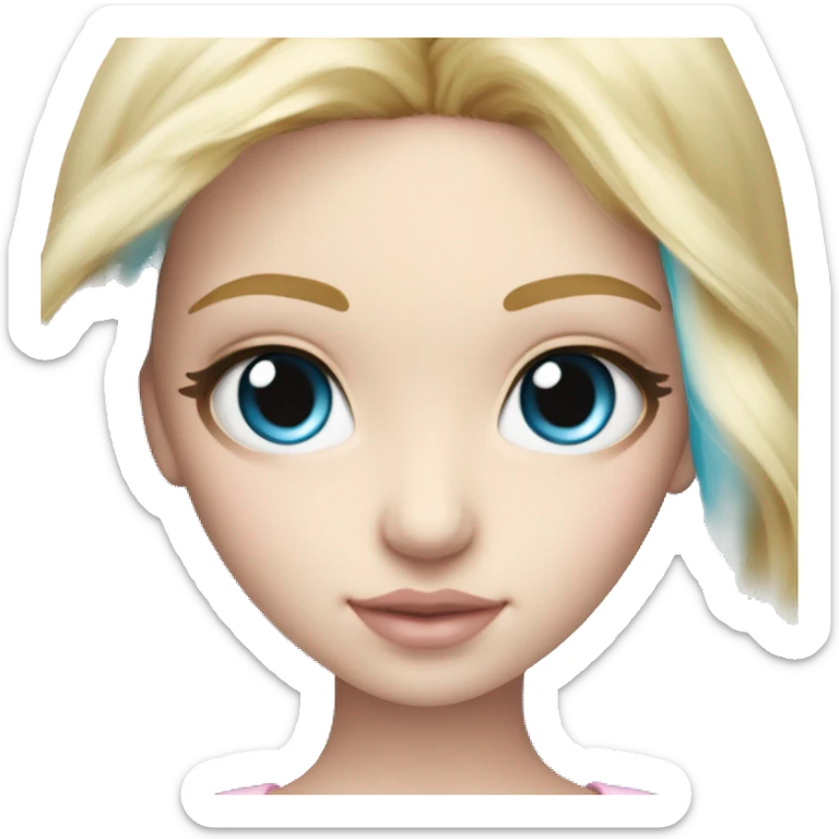 ocean blue doll eyes, blonde hair, feminine, pink, girl, angelic sticker