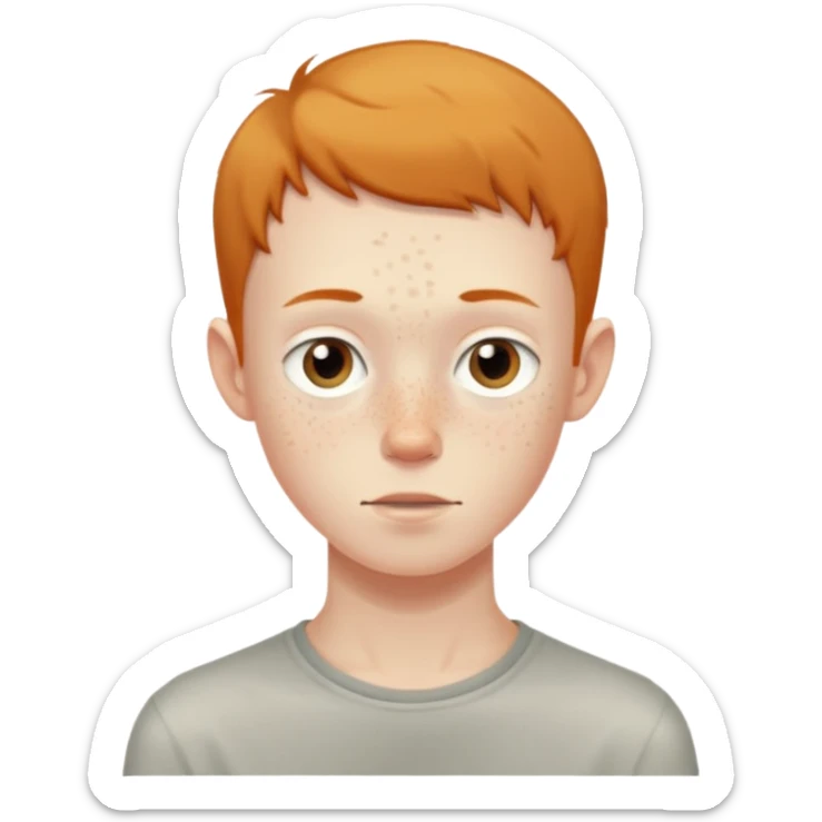 a skinny pale boy with very short thin hair and a bit of freckles sticker
