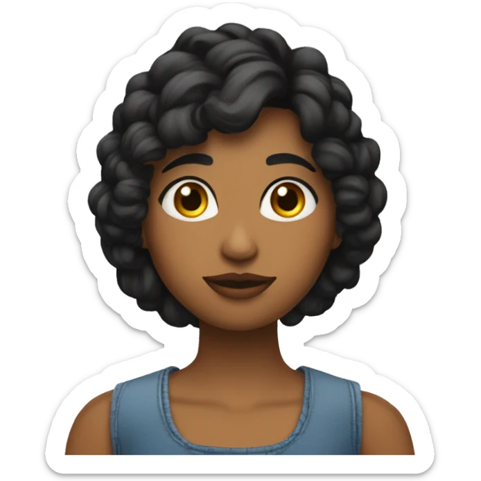 Chica cabello negro corto por los hombros y un lunar debajo del ojo izquierdo sticker