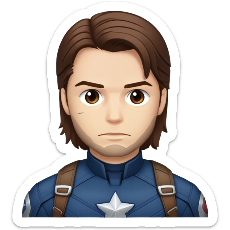 bucky barnes portrait marvel, brown hair from captain america: civil war sticker