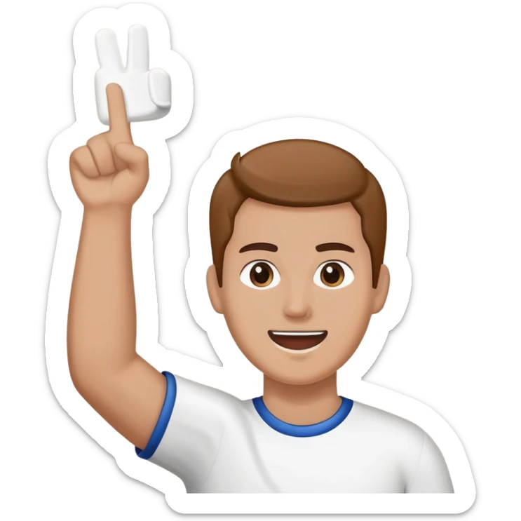 person cheering at a sports game, holding a foam finger or waving, stadium background sticker