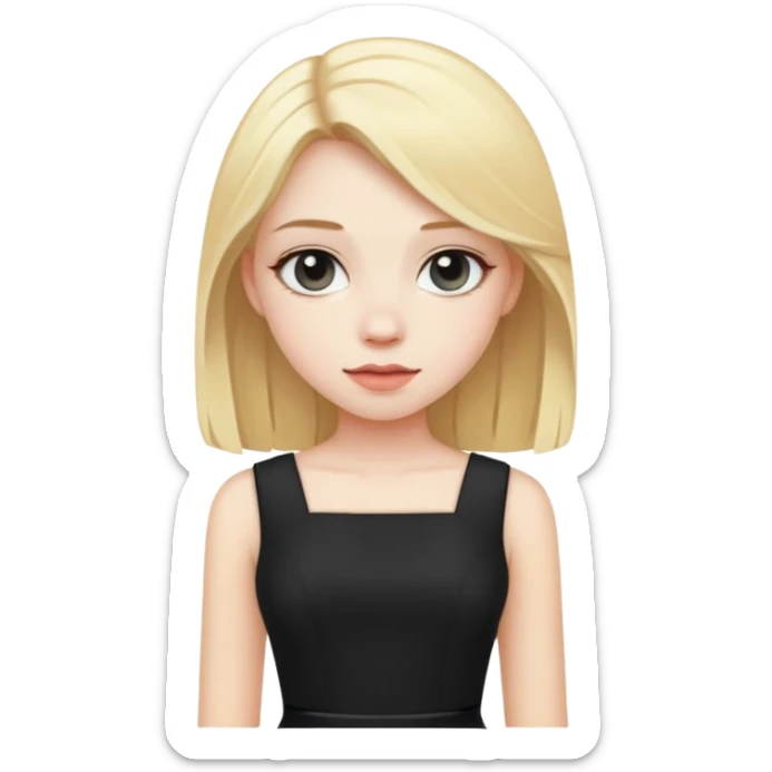 Girl hair for blonde in black dress sticker
