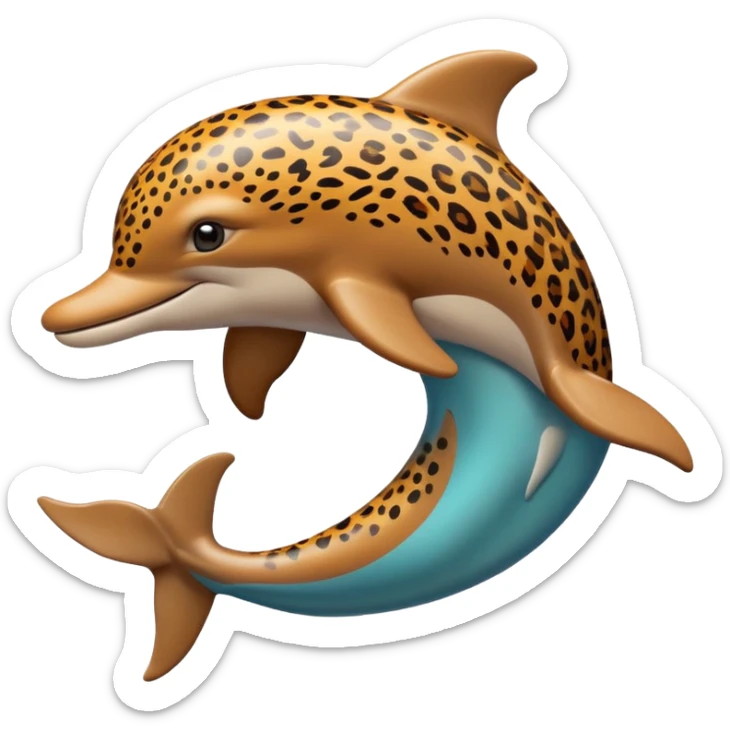 the dolphin emoji, but instead of blue skin it has leopard skin on the whole body (no blue anymore) sticker