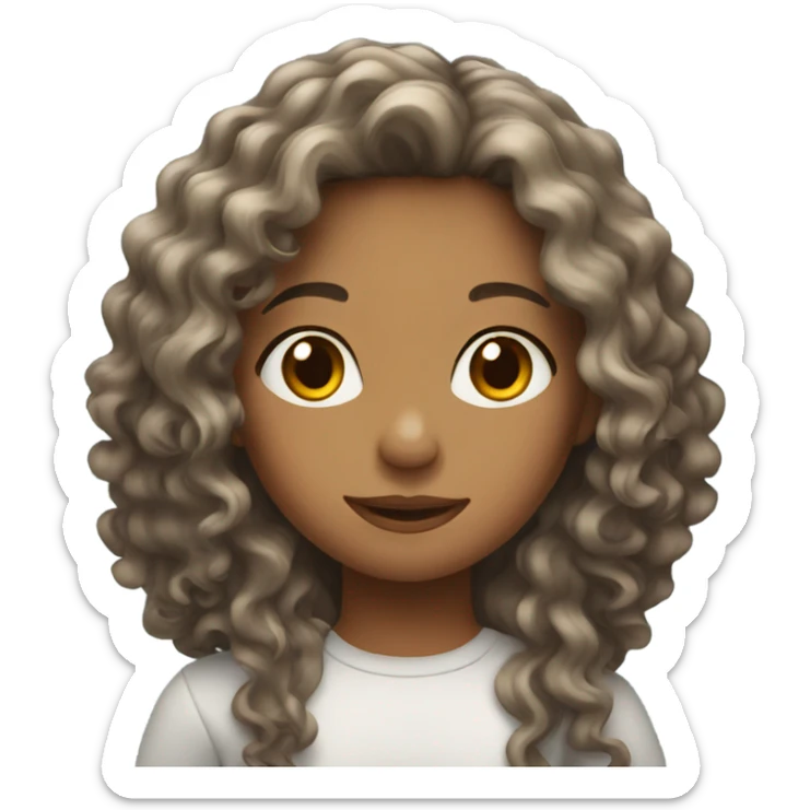 girl with long curly hair sticker