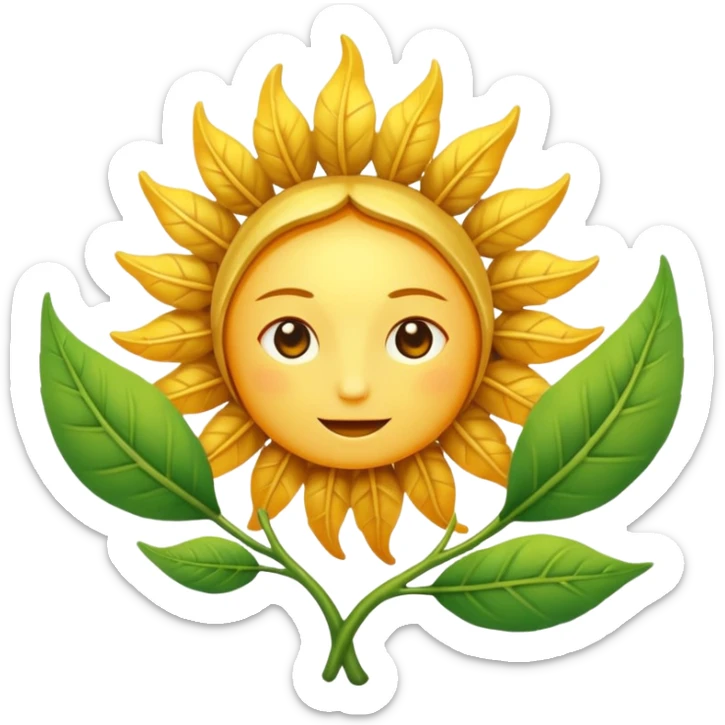 the sun that stretches out its arms to embrace, and its arms are shaped like leaves sticker