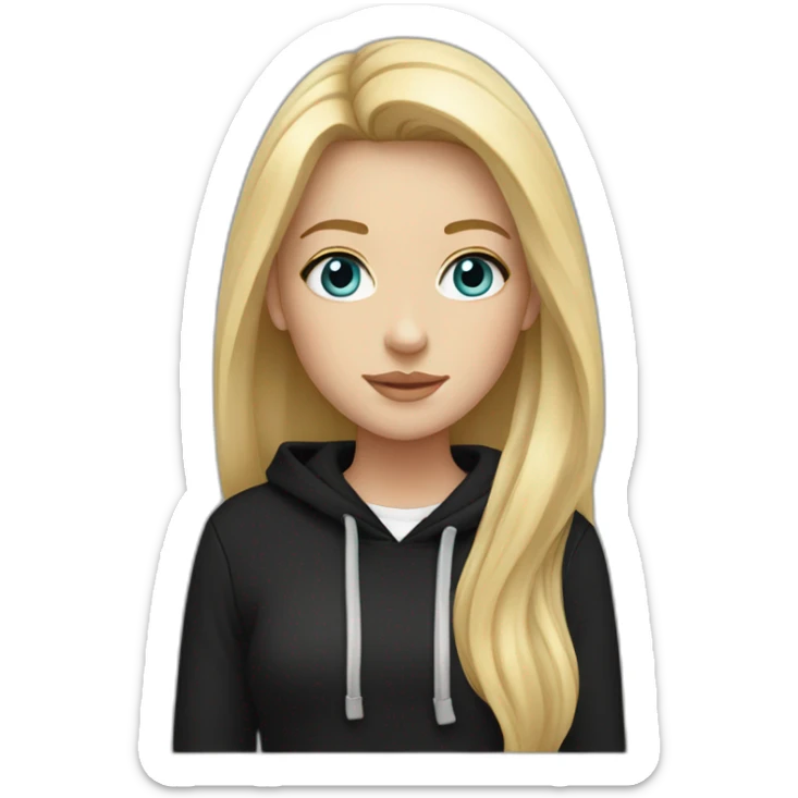 white girl with glass and long blonde hair and black hoodie sticker